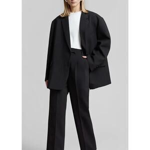 The Frankie Shop Bea Oversized Black Blazer Jacket One Size